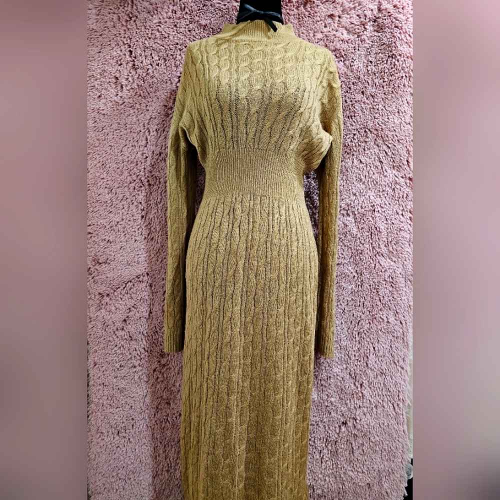 SHEIN Cable Knit Mock Neck Sweaterdress